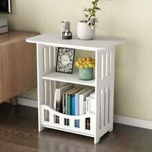 1pc Wooden Double-Layer Space-Saving Minimalist Nordic Style White Mini Square Coffee Table Bedside Table Side Table, Suitable For Small Apartment Living Room Bedroom Home Furniture - Multicolor - View 5