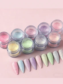 9/6pcs Rainbow Glitter Nail Powder, Candy Nail Glitter, For Wedding, Christmas, Valentine's Day, Sweater Style Winter Nail Decoration Supplies - Multicolor - View 3