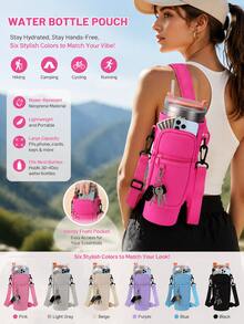 Seka Paul 40oz Glass Water Bottle Sleeve, Neoprene Crossbody Bag With Phone Pocket, Adjustable Shoulder Strap, Suitable For Hiking, Camping, Fitness, Vacation Cruise Essentials, Travel Essentials, Back To School - Multicolor - View 11