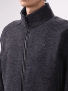 CAMEL CROWN Men's Outdoor Fleece Jacket Stand Collar Windproof Thin Fleece Keep Warm Sports Jacket Sweatshirt Lining - Phantom Black - View 3