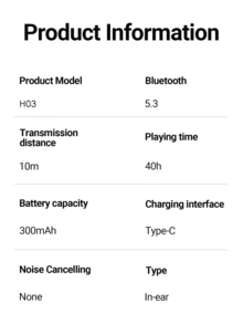 Tagry H03 Bluetooth Low Latency Gaming Wireless In-Ear Earbuds 5.3 3D Stereo Bass Built-In Microphone Long Battery Life Playback - View 4