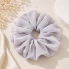 1pc Women's Solid Color Large Fabric Hair Scrunchie, Simple Versatile Updo Hair Tie, Casual Daily Ponytail Hair Rope - Black - View 16