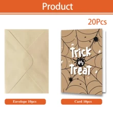 20 Pcs Greeting Cards With Envelopes And Blank Note Cards, Featuring A Spooky And Creepy Vintage Ghost And Skeleton Design, Perfect For Halloween And Various Occasions Including Halloween Parties. - Multicolor - View 12