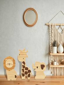 3pcs Decorative Set, Forest Animal Theme, Perfect For Jungle Theme Room Decor, Suitable For Bathroom And Bedroom Signs And Decorations - Multicolor - View 3
