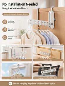 Foldable Clothes Hanger With Adjustable Support Panel; Multi-Functional Portable Drying Rack; Suitable For Short Sleeve Tops And Shirts; Ideal For Travel, Business Trips And Hotel Stays. - Multicolor - View 6