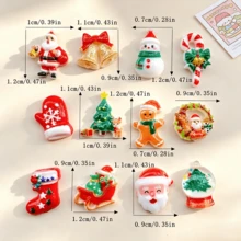 20/40/60pcs Cute Mini Random Mixed Santa Claus, Snowman, Christmas Tree, Princess Flat Back Nail Rhinestone Art, Resin Accessories, Suitable For Nail Decoration, Ideal Gift Choice For Christmas Theme - Valentine's Day, Christmas And Mother's Day - Random Mixed - Multicolor - View 2