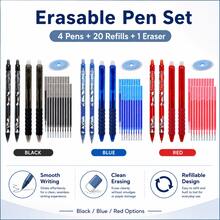 Erasable Gel Pen Set, 6 Retractable Pens (Black, Blue, Red) With 15 Replacement Refills And 1 Blue Eraser, Smooth Writing Clickable Pens With Replaceable Refills, Suitable For School, Office, Home Study, Journaling And Planning - Multicolor - View 2