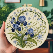 1PC 20*20cm/7.9*7.9in,Beautiful Flowers Embroidery Kit, DIY Handmade Embroidery Set For Adult Beginners, Home Gift, Women's Sewing Gift, Including User Manual, Printed Pattern Fabric, Embroidery Frame, Needle And Thread. - Beautiful Flowers - View 7