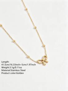 VceTd 1/2PCS Fashion Romantic Style Stainless Steel Women's Jewelry Set With Bow Decor, Suitable For Daily Wear, Festivals, Dates Or Gifts - Yellow Gold - View 7