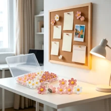30 Pcs Flowers Push Pins Decorative Thumb Tacks In 3 Colors Cute Office Decor For Women Cork Board Bulletin Board, Photos Wall Maps And Other Offices Schools Supplies Christmas Decoration - A - View 2