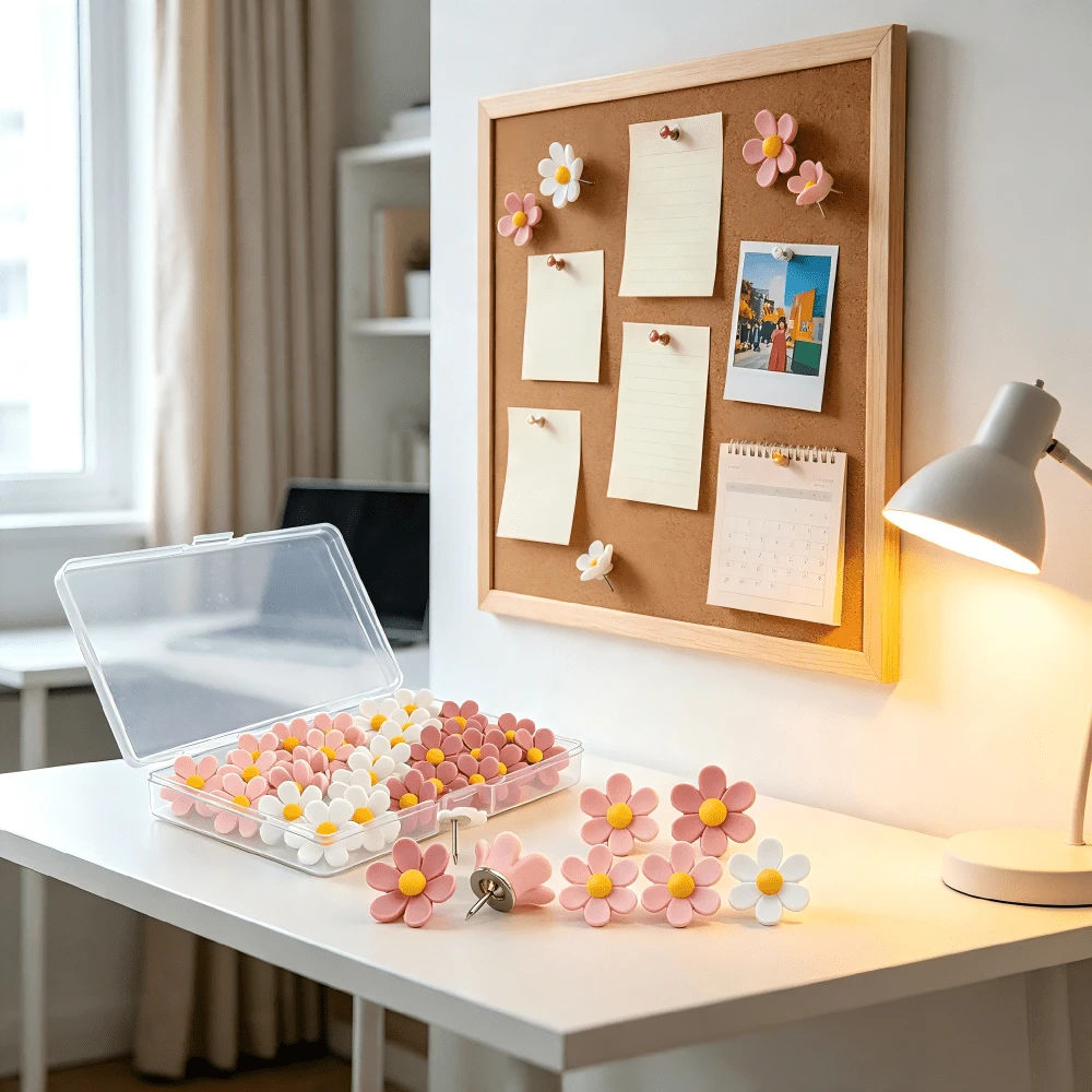 30 Pcs Flowers Push Pins Decorative Thumb Tacks In 3 Colors Cute Office Decor For Women Cork Board Bulletin Board, Photos Wall Maps And Other Offices Schools Supplies Christmas Decoration
