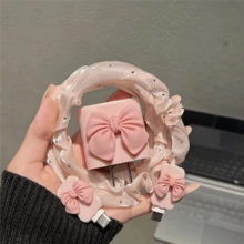 1組柔粉色3D蝴蝶結數據線保護套組，水鑽百褶網格線束紮帶防斷裂，蝴蝶結數據線保護套，學生短途旅行便攜收納配件，兼容Apple 18W/20W快充，溫柔風好友禮物，小眾女友禮物 - 粉紅色蝴蝶結 - 查看 5