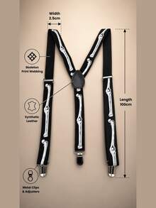 Men's High Elasticity 2.5cm Suspenders - Black - View 7