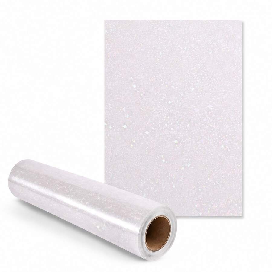 Holographic Laminating Sheets Clear Self-Adhesive Sticker Paper Transparent Waterproof Overlay For Stickers, Star Patterns - Star - View 1
