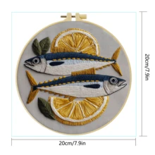 1件 20*20cm/7.9*7.9in 不同魚類刺繡套件,DIY手工刺繡套裝,適合成人初學者,居家禮物,女性縫紉禮物,包含使用說明書、印花布料、刺繡框、針與線 - 不同種類的魚 - 查看 4