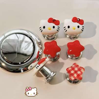 SANRIO 3pcs/Cartoon Cute Helio Kitty Toilet Flush Button Presser, Long Nail Toilet Tank Pressing Assistant, Suitable For Dorm, Home Use, Perfect Gift For Girls, Back To School, Halloween And Christmas (Mixed Set Randomly Sent)