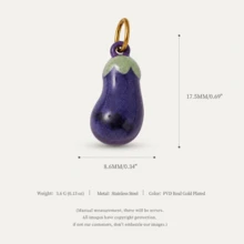 1pc Vintage Vegetable Pendant, Cute Retro Style, 18kpvd Gold Plated Stainless Steel Material, Waterproof And Fade-Resistant, Suitable For DIY Creative Necklace, Bracelet, Earring, Bag Chain, Keychain, Sweat-Resistant, Suitable For Daily Casual Wear - Multicolor - View 11