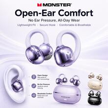 Monster Earbud Nirkabel Bluetooth 6 Model Jepit Terbuka, Headset Olahraga Ringan, Mode Latensi Rendah untuk Game, Peredam Kebisingan Panggilan ENC, Daya Tahan Baterai Lama untuk Olahraga Harian, Perjalanan, dan Bermain Game - View 3
