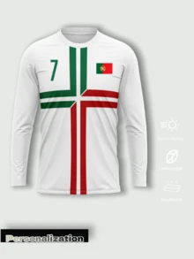 Customized Portugal Away 2012, 2013 Geometric Cross Long Sleeve Football Jersey, White Base With Red And Green Contrast Cross Pattern, Customizable Content On Both Front And Back, Freely Change Player Name, Jersey Number, And Team Logo, Comfortable And Soft Fabric, Suitable For Football, Basketball, Volleyball Matches, Training And Daily Wear, Long Sleeve Style For Both Game And Casual Outings, 2026 Football Project - White - View 2