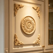 5pcs Solid Wood Carving Round Decals And Corner Flowers, Home Decorations, Woodworking Supplies, Suitable For Cabinets, Doors And Windows, Furniture, Background Walls, Porches, Offices And Other Decorations, Holiday Decorations, DIY Decorations. - Multicolor - View 5