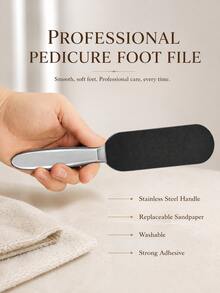 10Pcs Replacement Sandpaper Pads + 1 Stainless Steel Foot File, Exfoliating Callus Remover, Pedicure Foot Rasp With Detachable Refill Pads, Dead Skin & Hard Skin Remover For Cracked Heels, Professional Foot Care Tool, Home Salon - Multicolor - View 6
