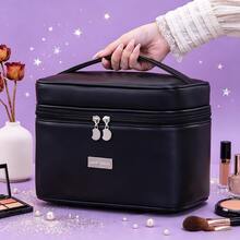 PU Makeup Bag Multi-Functional Compartment Portable Travel Cosmetic Organizer, Small Handheld Makeup Box, Toiletry Bag - Multicolor - View 4