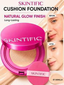 SKINTIFIC Cover Glow Perfect 氣墊粉底液－自然光澤妝感、中至高遮瑕、保濕胜肽複合物、輕盈配方，適合乾性與混合性肌膚 - 01 VANILLA - 查看 3