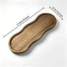 1pc Acacia Wood Serving Tray, Decorative Wooden Tray For Dishes, Desserts, Snacks, Kitchen Table & Coffee‑Table Home Decor, Ideal Housewarming Gift For Parties - View 12