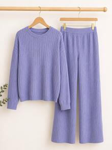 Women Two-Piece Outfits - Lilac Purple - View 2