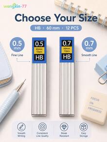 HB 自動鉛筆芯替換芯 0.5mm 0.7mm 書寫順暢 適用學生學校辦公文具用品 - 多款 - 查看 4