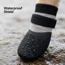 4pcs Waterproof Dog Boots, Suitable For Small And Medium Dogs, Non-Slip Soft Sole Pet Shoes With Adjustable Straps, Washable And Reusable, Paw Protection For Rain, Snow And Hot Surfaces - Black - View 6