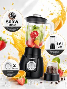 SOKANY-185 2-In-1 Multifunction Blender Juicer, 1.6L Large Capacity Blender With Grinding Cup, 2-Speed Pulse Function, Suitable For Milkshakes, Baby Food, Juice, Coffee Beans - White - View 1