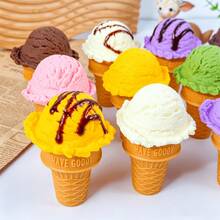 1pc Realistic Ice Cream Cone Model, PVC Material, 5.39 Inches, Fake Food Toy Photography Scene Prop, Store Window Display Prop, Cognitive Training Prop - Flat Ice Cream - View 1