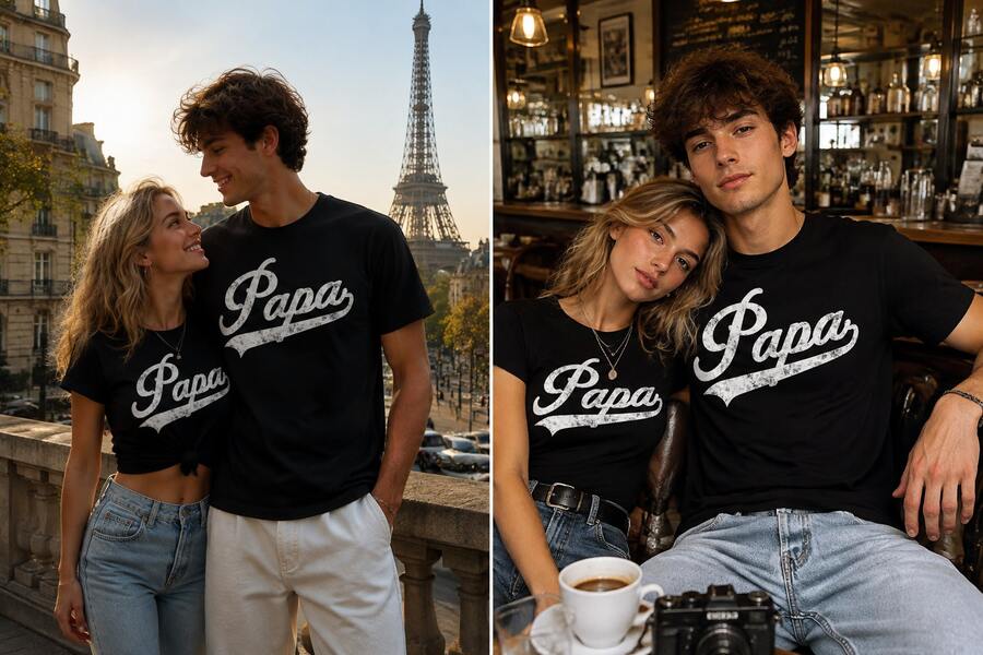 Retro Papa Style T-Shirt - Funny Father's Day Gift For Dad Or Grandpa - Unisex T-Shirts - 黑色 - 查看 1