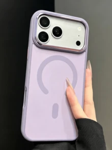 Luxury Colorblock Mech Metal Lens Protector Magnetic Phone Case Compatible With IPhone 18 Pro Max 18Pro 17 Pro Max 17Pro 16 15 14 13 Pro Max Wireless Charging Soft Shockproof Cover - Purple - View 2