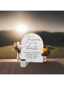 1pc Deeply Remember Those Who Live Forever In Our Hearts Modern White Acrylic Wedding Memorial Sign, Forever In Our Hearts, Event Party Supplies - White - View 3