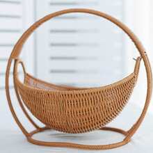 1pc Handmade Woven Cat Hammock, Easy Assembly Durable Comfortable Pet Sleeping Swing Basket With Stand Frame, Suitable For Indoor Small To Medium Pets Under 7kg Cats And Puppies, Cozy Home Decor, Brown - one-size - View 6