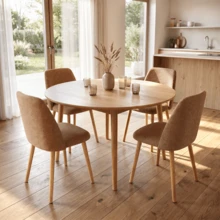 Goeurvant Modern Ergonomic Dining Chair With Curved Backrest - Set Of 2 / Set Of 4 / Set Of 6 - Brown/Chenille - View 3