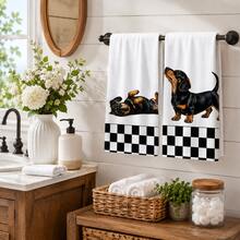 2/4/6pcs, Dog Pattern Printed Kitchen Towels, Super Soft Microfiber Highly Absorbent Tea Towels, Dish Cloths, Cleaning Towels, Hand Towels, Suitable For Cooking, Baking, Wiping Cleaning And Kitchen Decor, Kitchen Accessories, Daily Essentials - Multicolor - View 2