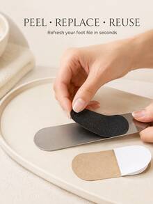 10Pcs Replacement Sandpaper Pads + 1 Stainless Steel Foot File, Exfoliating Callus Remover, Pedicure Foot Rasp With Detachable Refill Pads, Dead Skin & Hard Skin Remover For Cracked Heels, Professional Foot Care Tool, Home Salon - Multicolor - View 4