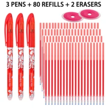 85-Piece Erasable Gel Pen Set, 3 Refillable Erasable Pens With 80 Replacement Refills And 2 Erasers, Smooth Writing Pens For Students, School, Office, Homework, Note Taking, Journaling, Planning And Everyday Writing - Multiple Styles - View 15