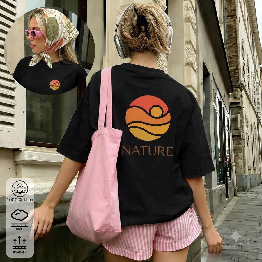 New Spring/Summer Arrival For Women: Elegant And Comfortable White Cotton Oversized T-Shirt With Ellesse Logo, Versatile For A Casual Urban Style - 黑色4 - 查看 1