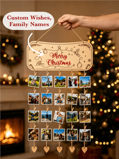 Custom 2026 Christmas Photo Hanging Plaque Sign,Personalized Memory Home Decor Photo Holder Ornament With Wooden Clips,Family Memory Keepsake Christmas Gifts,Winter Party Home Holiday Decorations,Best Xmas Birthday Gifts For Friends Family