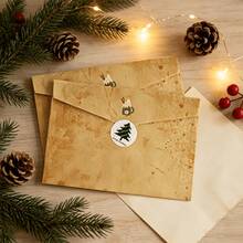 24 Christmas Vintage Kraft Paper Envelopes With 24 Stickers, Santa Claus Snowman Christmas Tree Pattern Holiday Greeting Card Envelopes, Suitable For Gift Wrapping Party Invitations - Christmas Envelopes + Stickers - View 6