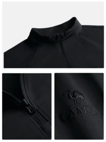 CAMEL CROWN Men's Outdoor Fleece Jacket Stand Collar Windproof Thin Fleece Keep Warm Sports Jacket Sweatshirt Lining - Phantom Black - View 5