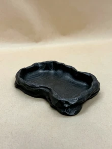 Natural Reptile Bath & Feeding Bowl, Water Dish For Gecko, Lizard, Snake & Turtle, Terrarium Accessories, Reptile Tank Decor - Black - View 6