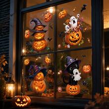 4pcs Halloween Stickers, Vintage Black Cat & Pumpkin Design Window Decals Wall Stickers, Black Cat Pumpkin Witch Design Style Halloween Window Decals, Halloween Party Decoration, Halloween Party Supplies, Halloween Decor, Halloween Gifts, Halloween Restaurant Background Decoration, Halloween Home Decor, Halloween Room Decoration, Halloween Kitchen Window Supplies, Autumn Decoration, Party Gifts - B - View 4