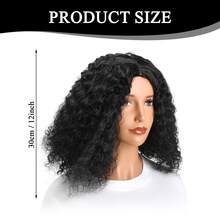 12inch Short Curly Wig For Woman Thick Hair Soft Fluffy Curly Wig For Daily Use Hair Styling - Black - View 5