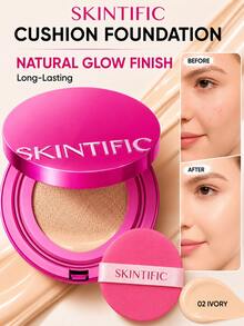 SKINTIFIC Cover Glow Perfect 氣墊粉底液－自然光澤妝感、中至高遮瑕、保濕胜肽複合成分、輕盈配方，適合乾性與混合性肌膚 - 02 IVORY - 查看 3