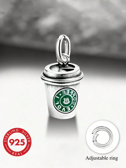 1pc 925 Sterling Silver Coffee Cup Bead DIY Bracelet, Exquisite Gift, Essential For Students Back To School, High School And College Students, Backpack, Study Supplies, Back To School Jewelry